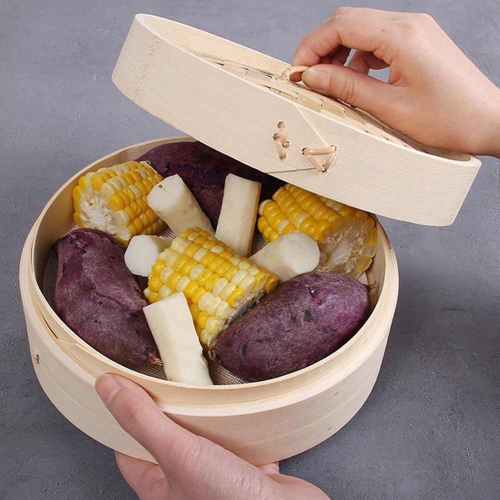 Bao Steamer Bamboo - 중국식 찜기, 뚜껑이 있는 대나무 찜기,