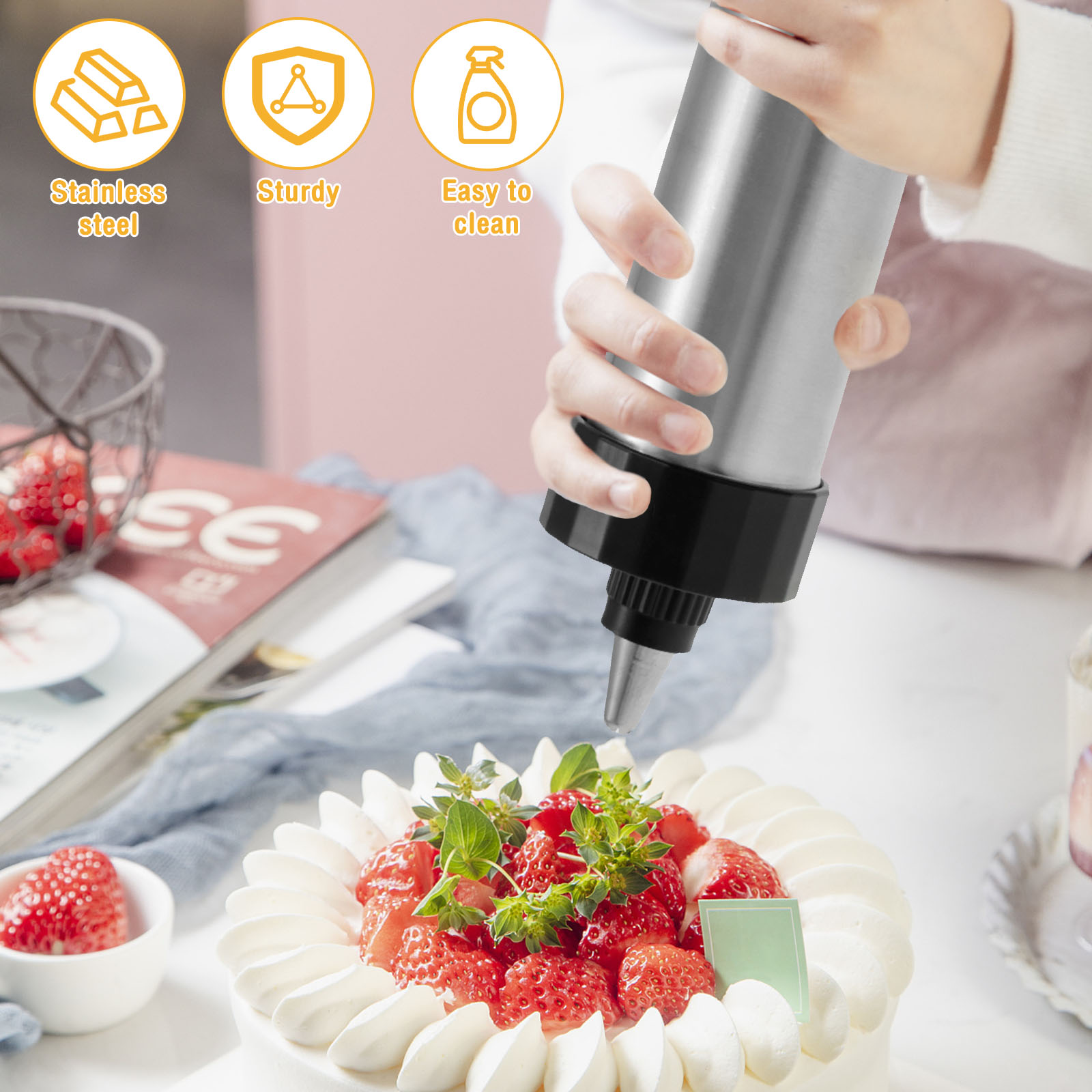 쿠키 프레스 건 키트 스테인리스 스틸 수동 츄러스 메이 - Churros Maker Gun 리뷰 및 가격